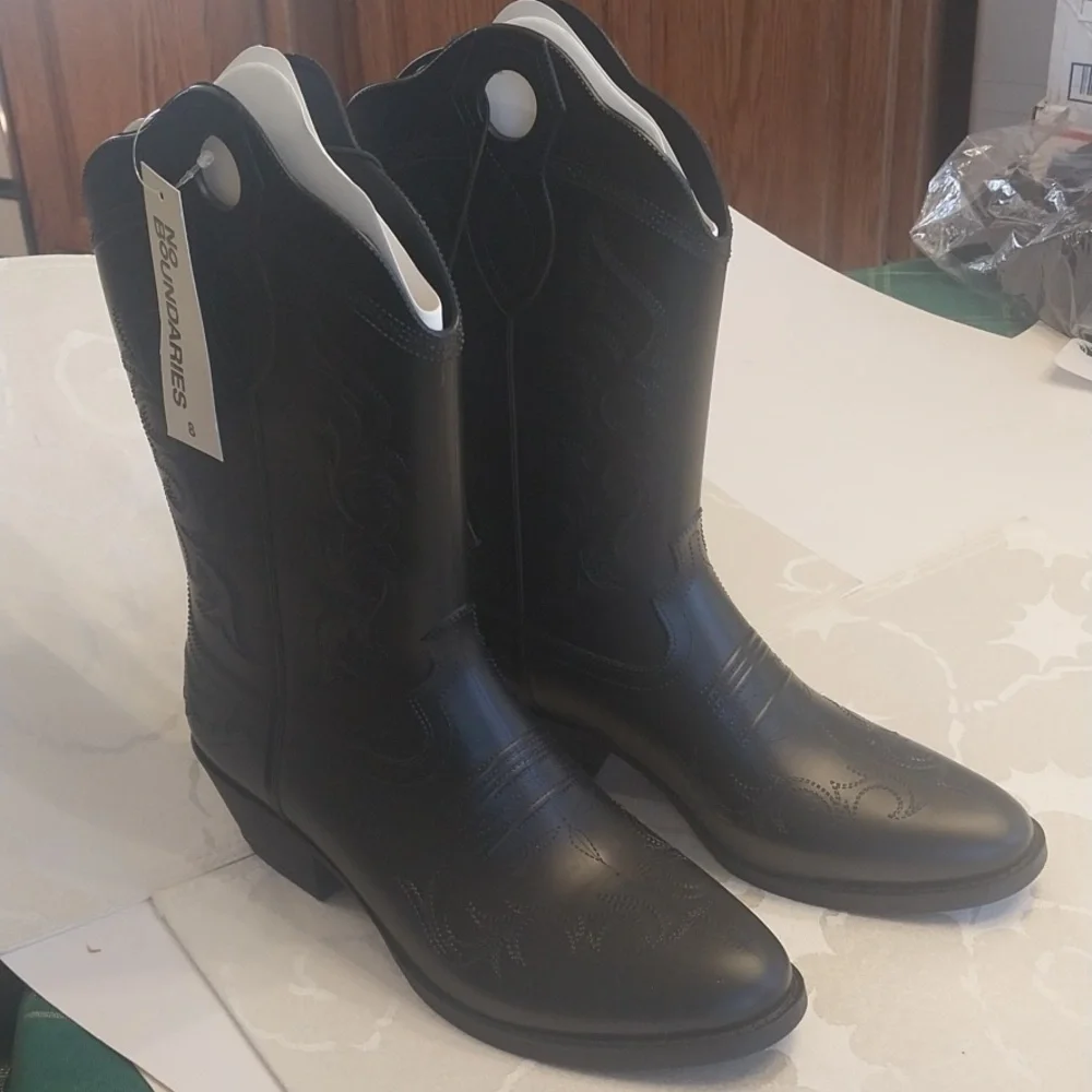 Rubber Cowboy Boots NWT Women's Size 8 Black Pull-on Rain Boots Water‎ Resistant